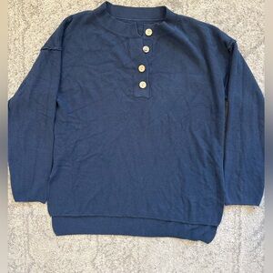 Women’s Navy Blue Buttoned Pants